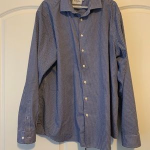 Men’s Blue Plaid Button Up Dress Shirt